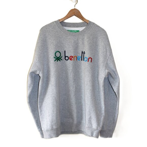nwt BENETTON x UO Exclusive - Logo Crewneck Sweatshirt in Grey, Made in Italy - Picture 2 of 13